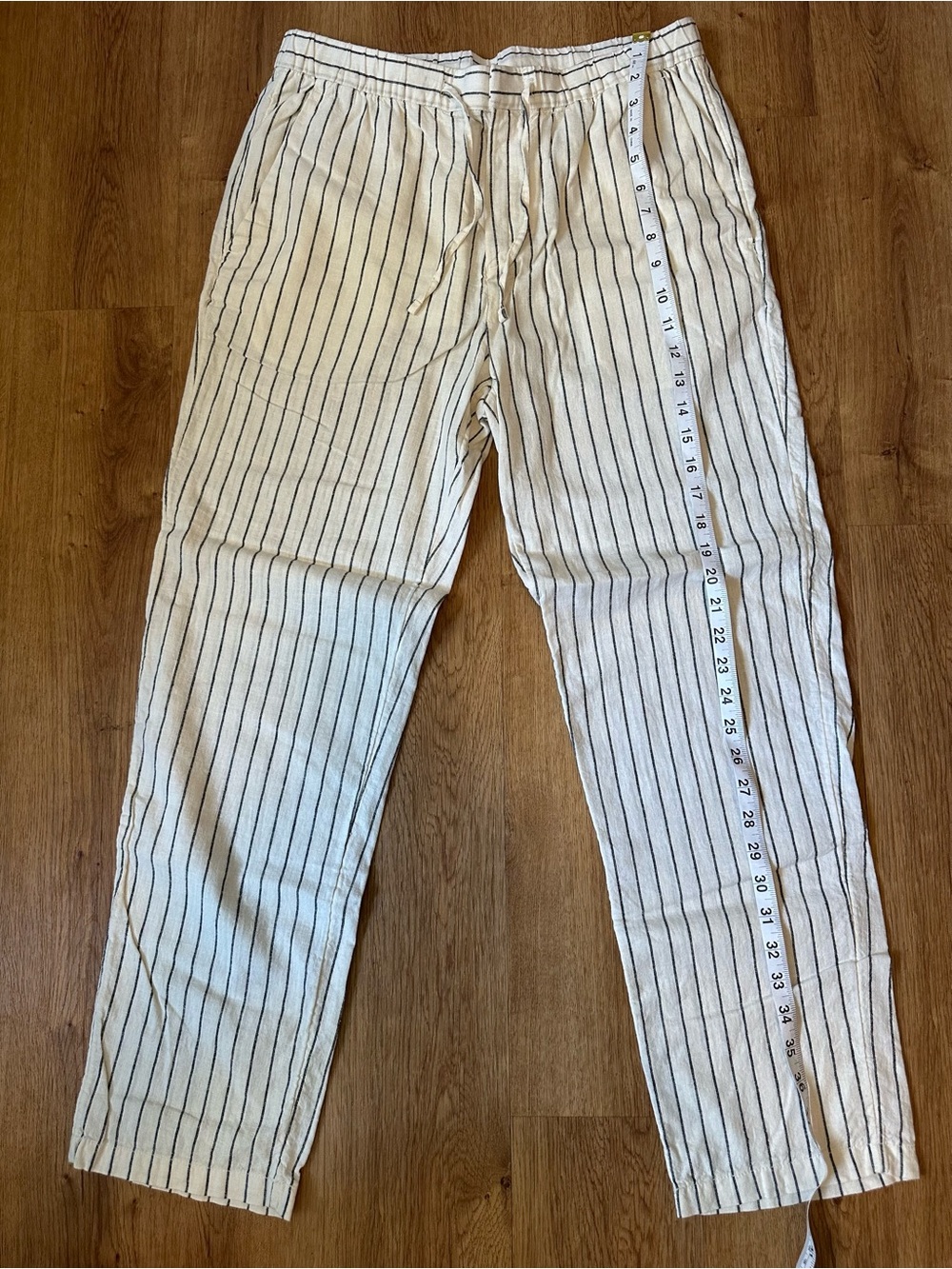 H&M Cream Drawstring Pinstripe Chinos